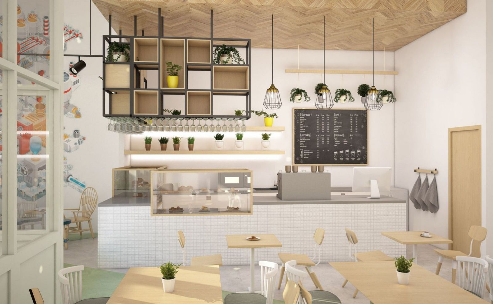 Thiết kế quán cafe theo phong cách Bắc Âu mang đến sự tự nhiên, phóng khoáng và ấm áp
